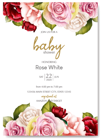 Rose baby shower invitation